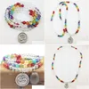 Perlen Sn0188 Designer Regenbogen Mala Perlen Armband Trendy Yoga Wrap 6Mm Kristall Chakra Om Charm Halsketten Drop Lieferung Juwel Dhgarden Dhidm