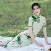 Vêtements ethniques 2023 automne Qipao Femme Long Vintage Slim Fit Cheongsam Chinois Robe traditionnelle élégante Prom de fête