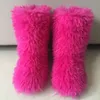 Boots Fashion Fur Woman Snow Rainbow multicolor Lady Winter Warm Boot Shoes Bottes de neige femmes 230911