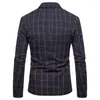 Costumes pour hommes printemps et automne Colorblock Plaid Blazer hommes mince décontracté homme Blazers mariage affaires fête vêtements robe manteau