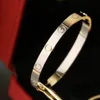 HighQuality fashion gold bangle bracelet stainless steel mens Bracelets Famous Luxury Designers Brand Jewelry women 4 Diamonds 6mm203F