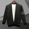 Men's Sweaters Trend Brand Fashion Plaid Cardigan Coat Men Leisure Black Mens Korean Style Autumn Knitted Sweater