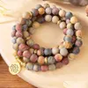 Perlé Mg1347 Naturel Mat Picasso Jasper 108 Mala Bracelet Lotus Charm Yoga 4 Wrap Méditation Bijoux Spirituels Drop Delive Dhgarden Dhqyd