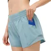 L-091 Low Rise Shorts Breathable Quick-Dry Yoga Shorts Built-in Lined Sports Short Hidden Zipper Side Drop-in Pockets Running 271S