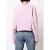 23 début du printemps Isabel Marants pull nouveau sweat-shirt flocage minorité française impression ourlet cordon col rond pull femme rose court