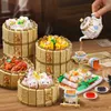 Blocks Diy Foods Building Block Cantonese Morning Tea Kits Snack Stuffed Bun Delicious Sets Toys For Children R230911