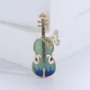 Damer Elegant Violin Brosch för kvinnor Musik Musik Rhinestone Butterfly Suit Lapel Pins Coat Dress Party Jewets Gifts