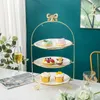 Bakeware Tools European Style Light Luxury British Cake Stand Dim Sum Rack Bow Creative Dessert Display Decorations Table Fruit Plate