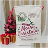 Décorations de Noël Sacs cadeaux Santa Sack 50X70Cm Dstring Sac Toile Grand Organique Lourd Avec Renne Claus Pour Enfants En Gros Dr Dhdho