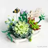 Blocs de construction fleurs de cerisier plantes succulentes en pot Bouquet de fleurs décoration de la maison bricolage jouets d'assemblage R230911