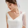 Bridal Veils Wedding Veil With Crystal Edge Pearls Beads Accessories For Bride1 Tier Fingertip Length Soft Tulle V34