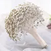 Fleurs de mariage de luxe faites à la main Bouquet accessoires demoiselle d'honneur fleur broche argent cristal HF02