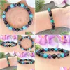 Beaded Mg1498 Strand Sagittarius Zodiac Gemstone Bracelet Turquoise Amethyst Black Tourmaline Labradorite Healing Crystal Je Dhgarden Dh3Hr