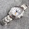 Orologi da polso 39mm NH34A GMT Funzione quadrante bianco Sterie Vetro zaffiro Orologi automatici da uomo Lunetta fissa 24 ore Data luminosa