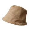 Berets Double Sided Plush Bucket Hat Outdoor Warm Faux Fur Fisherman Cap Winter Plus Velvet Sun Women