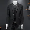 S-5XL spring and autumn new men's slim business casual suit Korean version anti-wrinkle non-iron 2023 plus size jacket pure c2343