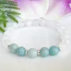 MG1511 Strand A Grade Amazoniet Witte Jade Edelsteen Armband Natuurlijke Sneeuw Quartz Healing Kristallen Angst Yoga Mala Bracelet221f