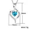 Pendant Necklaces Huitan Unique Sea Blue Heart Cubic Zirconia Necklace For Women Anniversary Gift Thanks Giving Mother's Day Jewelry