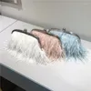 Sacs de soirée pour femmes, sacs à main de luxe, pochette en plumes d'autruche, portefeuille de mariée de mariage, chaîne à bandoulière, 2023