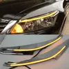 1 par para honda accord 2011 2012 2013 2014 farol do carro sobrancelha decoração amarelo sinal de volta drl led luz circulação diurna248n