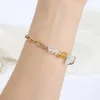 Guldkedja rostfritt stål naturligt kristall chip sten armband justerbar grus oregelbundna ädelstenarmband för kvinnor mode smycken