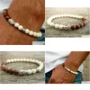 Perlé Sn0233 Mode Blanc Turquoise Bracelet Hommes Stretch Mala Howlite Picasso Bouddhisme Yoga Poignet Uni Drop Livraison Jewelr Dhgarden Dhxzt