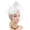 Baretten Bruid Bruiloft Witte Hoofddeksel Elegante Dames Mariage Mesh Tovenaar Hoed Fancye Sluiers Chapeau Cap Mode Hoofddeksels Dames