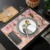 Tovagliette da tavolo 4/6 pezzi Set tovagliette Rose Fiori rosa Cotone Lino Accessori da cucina Decorativi per la casa