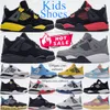 4S Buty dla dzieci 4 chłopcy koszykówki Sneakers Designer wojskowy czarny kot Blue Trenerzy Kid Młodzież Toddler Bute Lightning Red Thunder Fire Red Cool Grey White Cement