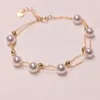 Länk armband mode koreansk stil imitation pärla armband för kvinnor lager legerade legering kedja damer flickor smycken gåvor grossist 2023