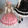 Vestidos casuais japonês doce lolita vestido kawaii mulheres vintage harajuku sem mangas jsk rosa suspender princesa bonito festa de verão