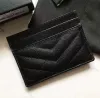 2023 Fashion Card Holders Caviar Woman Mini Wallet Designer Pure Color äkta läder Pebble Texture Luxury Svart plånbok med låda