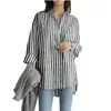 Camicette da donna Camicia stile moderno a maniche lunghe a righe verticali autunno e inverno