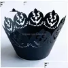 Andere festliche Partyzubehör 12 Stück Halloween-Dekoration Cupcake Wrapper Tasse Muffins Horror Kürbis Hexe Fledermaus Kuchendeckel für Zuhause Dh4 Dhfmc