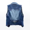 Gilet da donna Moda Gilet di jeans monopetto 2023 Autunno Senza maniche Jeans Gilet Donna Corto da donna Top Capispalla