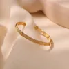 Bangle European And American Opening Design Vintage Bracelet Brass Plating 18K Real Gold Business Versatile Style Personality