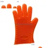 Oven Mitts Sile Gloves Heat Resistant Anti Slip Kitchen Baking Grill Thick Z230810 Drop Delivery Home Garden Dining Bar Bakeware Dhbwy