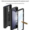 Luxury Magnetic Hinge Vogue Phone Case for Samsung Galaxy Z Folding Fold5 5G Invisible Bracket Full Protective Membrane Kickstand Fold Shell with Pen Slot Holder