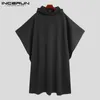 Mezclas para hombres Moda Hombres Capa Abrigos con capucha Sólido Suelto 2023 Streetwear Punk A prueba de viento Trench Chic Invierno Long Cape Poncho INCERUN 230912