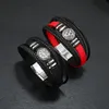 Nieuwe trendy multi-gelaagde zwart rood lederen armband manchet armband sieraden voor mannen cadeau