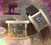 Dos medios pines para mujer Reloj para hombre Alta calidad Cuarzo automático Fecha Cuadrado Tanque romano Diseño imprescindible Caja de acero inoxidable Oro rosa Plata Relojes súper brillantes Regalos