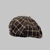 Fashion Plaid Beret Caps for Women jesienne zimowe niszowe niszowe sens sztuka malarz hat wiosna elegancja elegancja