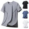 Heren T-shirts Groot en lang Zomer Ijszijde Ronde Hals Sport Effen Kleur Losse Dunne Fitness Heren Heren Leuke Lange Mouw