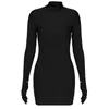 Vestidos casuales para mujer manga larga cuello redondo bodycon mini vestido otoño corto flaco cadera envoltura