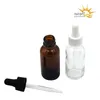 Flaconi contagocce in vetro ambrato da 15 ml 30 ml Contenitore per pipette per reagenti liquidi Contagocce Bottiglia di olio essenziale per aromaterapia Trasparente Nxtvh