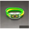 Bomboniera bandiera nazionale Led Sile Bracciale Bomboniere Tifoso di calcio Accendi il braccialetto Sprots Rave Regalo incandescente Consegna a domicilio Giardino domestico Dhe5I