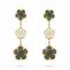 Backs Earrings Plum Blossom Ear Beat For Women Jewelry Four-leaf Clover 4/5 Leaves Lucky Grass Big Drop