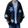 Women's Hoodies Women Graphic Star Printed HoodieY2k Grunge Oversized Long Sleeve Zip Up Sweatshirt 90s E Girl Hooded Jacket Streetwear