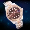 Zegarek męski czysty zegarek czekoladowy zegarek męski mistrz stali nierdzewnej różowe złoto nurkowanie złota bransoletka odporna na sapphire soczewkę zegarek