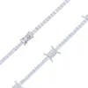Hänghalsband geometriska CZ -bar taggtråd charmhalsband med 3mm tenniskedja 5A kubik zirkoniummode kvinnor män hiphop smycken 230911